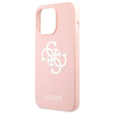Original Case IPHONE 13 PRO Guess Hard Case Silicone 4G Logo (GUHCP13LLS4GWPI) pink