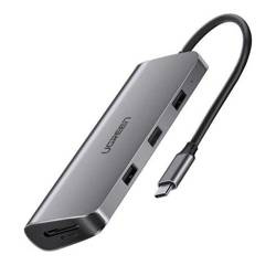 UGREEN 8in1 Adapter USB-C to HDMI 4K, 3x USB 3.0, Type-C, RJ45, SD, Micro SD (gray)