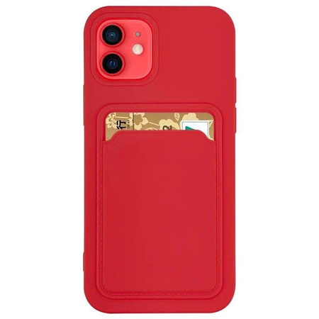 Card Case silikonowe etui portfel z kieszonką na kartę dokumenty do Samsung Galaxy A42 5G czerwony