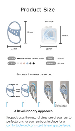 Silikonowa nakładka zapobiegająca wypadaniu słuchawek z ucha, NUDE