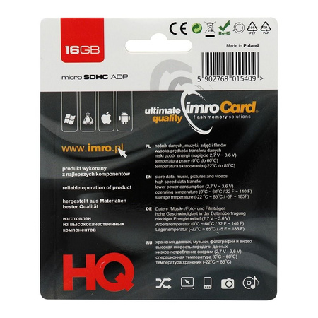 Imro karta pamięci 16GB microSDHC kl. 4 + adapter