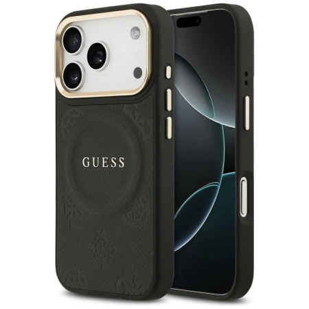 Etui Guess Peony Hot Stamp MagSafe na iPhone 17 Pro - czarne