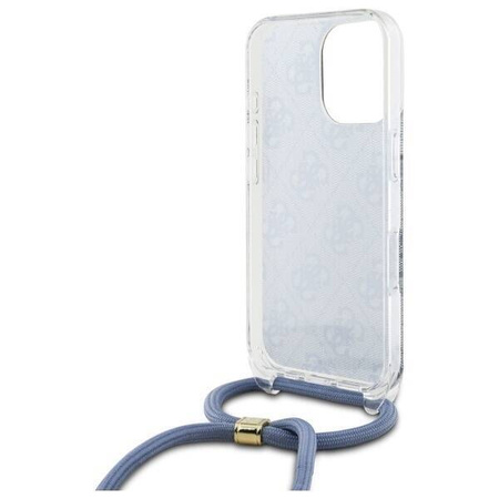 Oryginalne Etui IPHONE 16 PRO MAX Guess Hardcase Crossbody Cord 4G Print (GUHCP16XHC4SEB) niebieskie