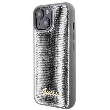 Guess Sequin Script Metal case for iPhone 15 - silver