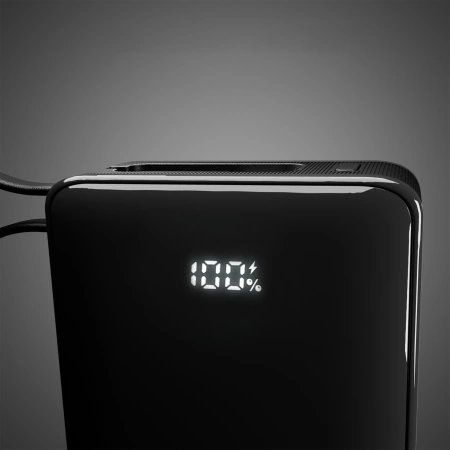 Powerbank SBS 20000 mAh 20W mit integriertem USB-C-Kabel und Digitalanzeige - schwarz