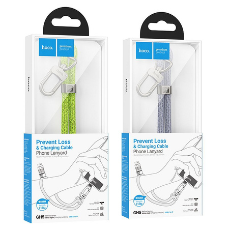 HOCO kabel Typ C do Lightning w formie smyczki PD 20W GH5 0,22 m zielony