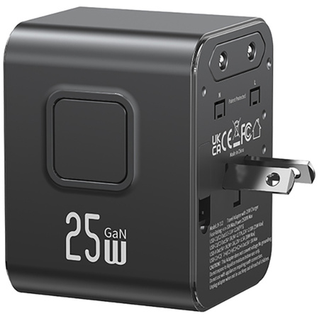 Ładowarka sieciowa USAMS Travel Adapter CC309 2xUSB-C 25W 4w1 US/AU/EU/UK czarny