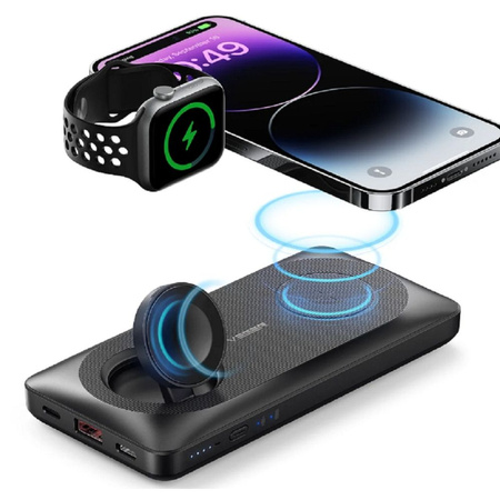 Bateria zewnętrzna (Powerbank) VEGER MagMulti - 10 000mAh LCD Quick Charge kompatybilny z MagSafe + ładuje Apple Watch PD 22,5W (W1156)