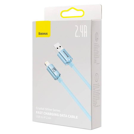 Baseus Crystal Shine Series kabel USB - Lightning 2,4A 20W 1,2m niebieski (CAJY001103)
