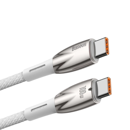 Baseus Glimmer Series kabel do szybkiego ładowania USB-C 480Mb/s PD 100W 2m biały
