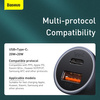 Baseus Golden Contactor Pro szybka ładowarka samochodowa USB Typ C / USB 40 W Power Delivery 3.0 Quick Charge 4+ SCP FCP AFC + kabel USB Typ C - Lightning szary (TZCCJD-B0G)