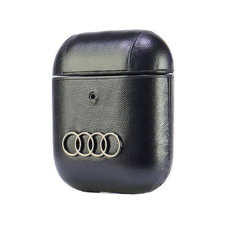 Original Handyhülle APPLE AIRPODS 1 / 2 Audi Leather Big Logo Cover (AU-AP-GT/D3-BK) schwarz