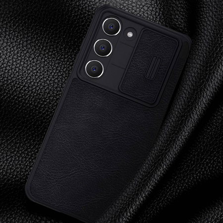 Nillkin Qin Leather Pro Case etui Samsung Galaxy S23+ pokrowiec z klapką osłona na aparat brązowe