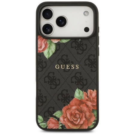 Guess 4G Flowers Print MagSafe Hülle für iPhone 17 Pro - Schwarz