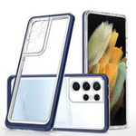 Klare 3in1 Hülle für Samsung Galaxy S21 Ultra 5G Frame Gel Cover Blau