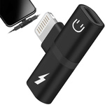 2in1 Adapter / Splitter for Charger and Lightning Headphones black