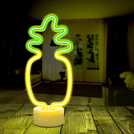 Neon na podstawce LED ANANAS pomarańczowo zielony USB-C FSC-12 Forever Light