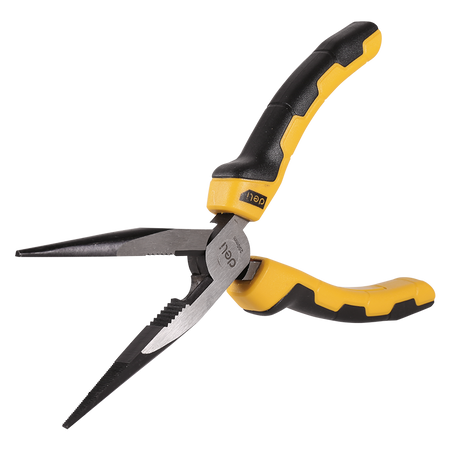 Szczypce wydłużone proste Deli Tools EDL2108, 8" (żółte)