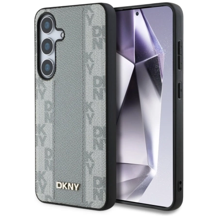 Etui DKNY Leather Checkered Pattern MagSafe do Samsung Galaxy S25 taupe