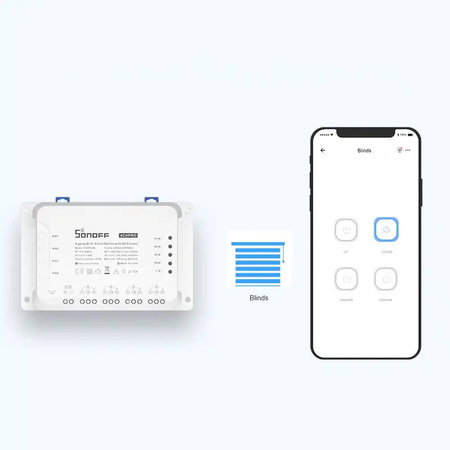 Sonoff inteligentny 4-kanałowy przekaźnik przełącznik prądu Wi-Fi biały (4CHR3)