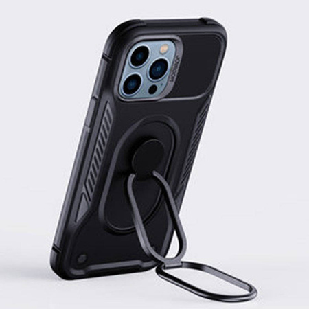 Joyroom Dual Hinge Case für iPhone 14 gepanzerte Hülle mit Ständer und Ringhalter schwarz