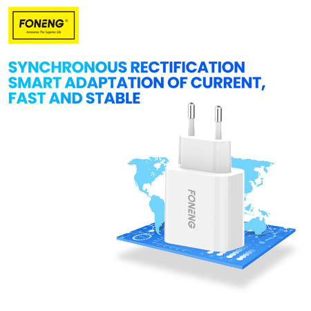Foneng Ładowarka sieciowa EU45 - 2xUSB - 12W 2,4A z kablem USB na Typ C biała