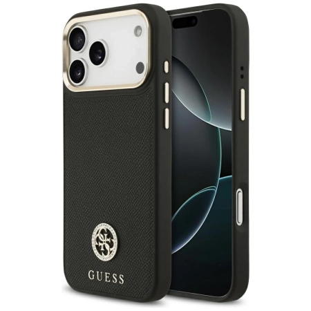 Guess Grained Strass Logo MagSafe case for iPhone 17 Pro Max - black
