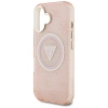 Guess IML Metal Glitter 4G Circle Triangle MagSafe Hülle für iPhone 16 - Pink