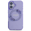 Original Handyhülle IPHONE 16 Guess Hardcase IML Flowers Wreath MagSafe (GUHMP16SHFWFCU) violett