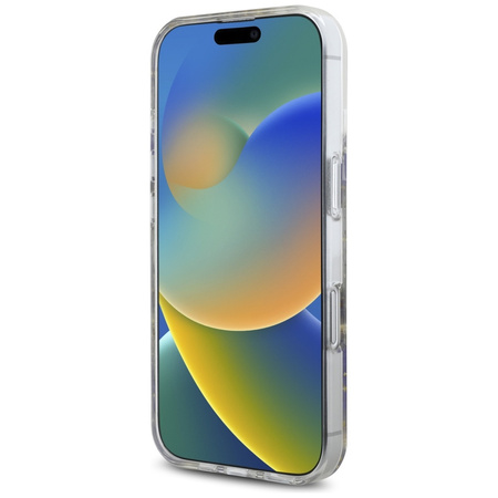 Oryginalne Etui IPHONE 16 Guess Hardcase Resin Flowers Glitter MagSafe fioletowe