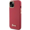 Guess Silicone Script Metal Logo &amp; Frame case for iPhone 15 - red