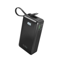 Powerbank SBS 10000 mAh 20W mit integriertem USB-C-Kabel und Digitalanzeige - schwarz