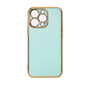 Lighting Color Case for iPhone 12 Pro Max, gel cover with a gold frame, mint