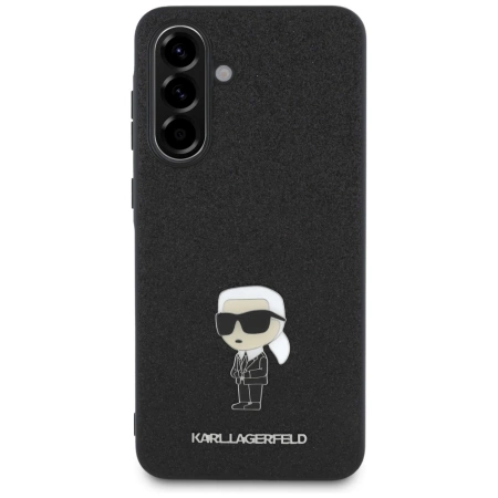 Karl Lagerfeld Fixed Glitter Ikonik Logo Metal Pin Case für Samsung Galaxy A56 - Schwarz