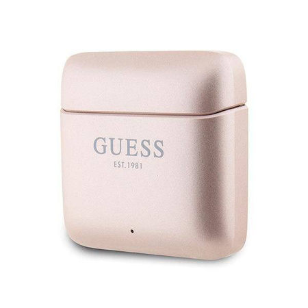 Słuchawki Bluetooth Guess Printed Logo TWS + stacja dokująca - różowo-złote