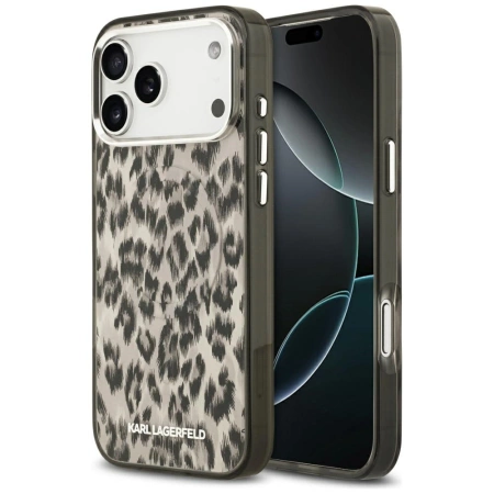 Etui Karl Lagerfeld IML Leopard Pattern MagSafe do iPhone 17 Pro Max - brązowe
