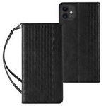 Magnet Strap Case for iPhone 12 Pouch Wallet + Mini Lanyard Pendant Black