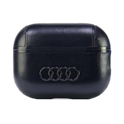 Original Handyhülle APPLE AIRPODS PRO 2 Audi Leather Big Logo Cover (AU-APP2-GT/D3-BK) schwarz