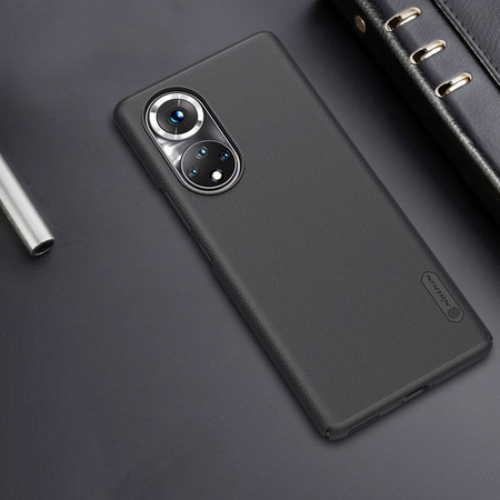 Nillkin Super Frosted Shield gehärtete Gehäuseabdeckung + Ständer Honor 50 Pro schwarz