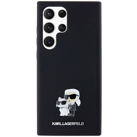 Oryginalne Etui KARL LAGERFELD hardcase Silicone Karl&Choupette Metal Pin KLHCS24LSMHKCNPK do Samsung Galaxy S24 Ultra czarny