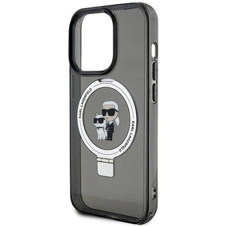 Karl Lagerfeld KLHMP15LHMRSKCK iPhone 15 Pro 6,1" schwarz/schwarz Hardcase Ringständer Karl&Choupette MagSafe