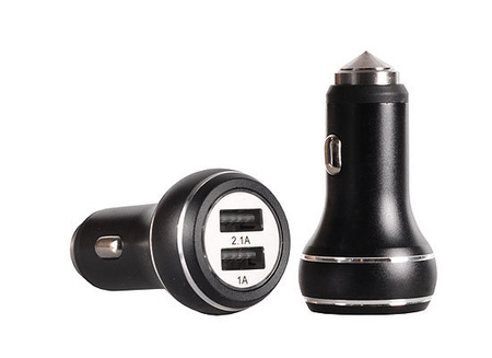 Samochodowa Ładowarka TEL1 ALUMINIOWA - 2xUSB - 3,1A - CZARNY