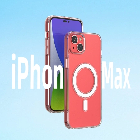 Klare magnetische Hülle mit MagSafe für iPhone 14 Plus mit silbernem Ring – transparent
