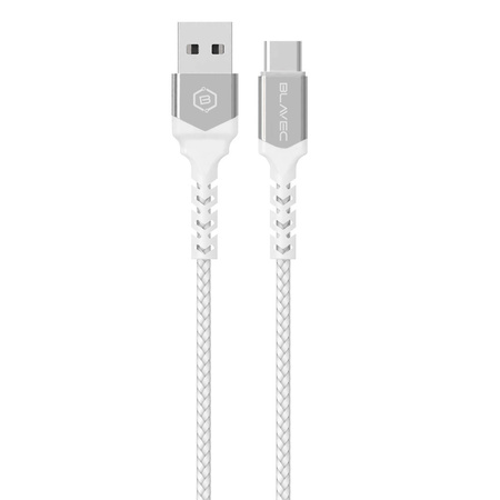 Blavec Kabel Raptor pleciony - USB na Typ C - 3A 0,5 metra (CRA-UC3WS05) biało-srebrny