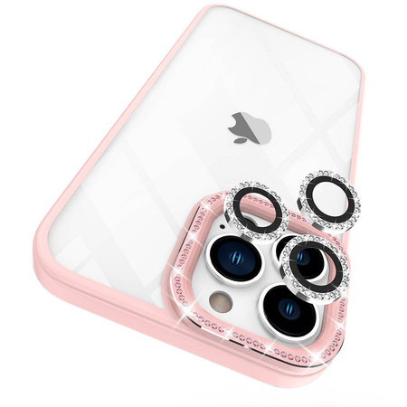 Kingxbar Sparkle Series Hülle iPhone 13 Pro Max mit Kristallen Rückseite rosa