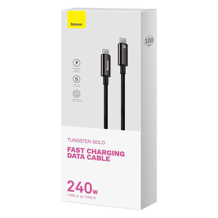 Kabel USB C – USB C 480 Mbit/s 240 W 1 m Baseus Tungsten Gold CAWJ040101 – Schwarz