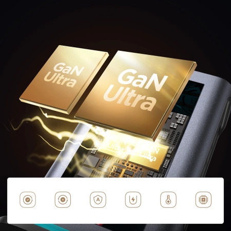 Joyroom JR-TCM02 multi-port GaN charger 65W EU 4x USB-C 2x USB-A - dark gray