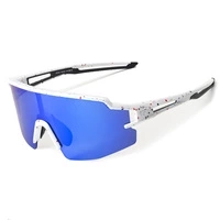 Rockbros Polarisierte Fahrradbrille mit UV-Schutz und Korrektureinsatz, blaue Gläser, Weiß