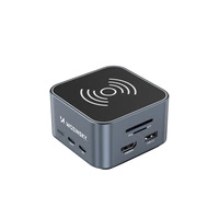 Hub USB-C 12 w 1 Wozinsky WHBC09Y8S wielofunkcyjny,z funkcją ładowania bezprzewodowego, aluminiowy, z kablem 15 cm - szary