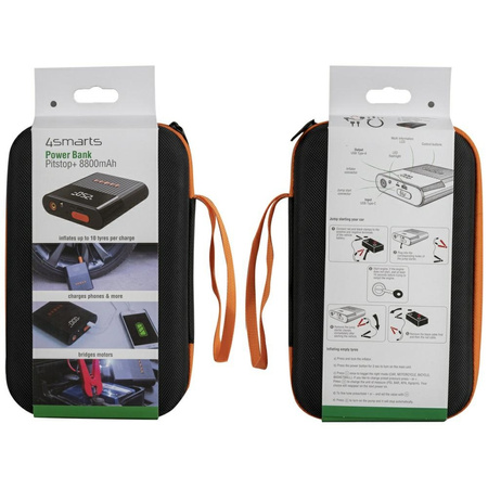 Jump Starter 4smarts PitStop+ 8800mAh    Powerbank z kompresorem i latarką czarny